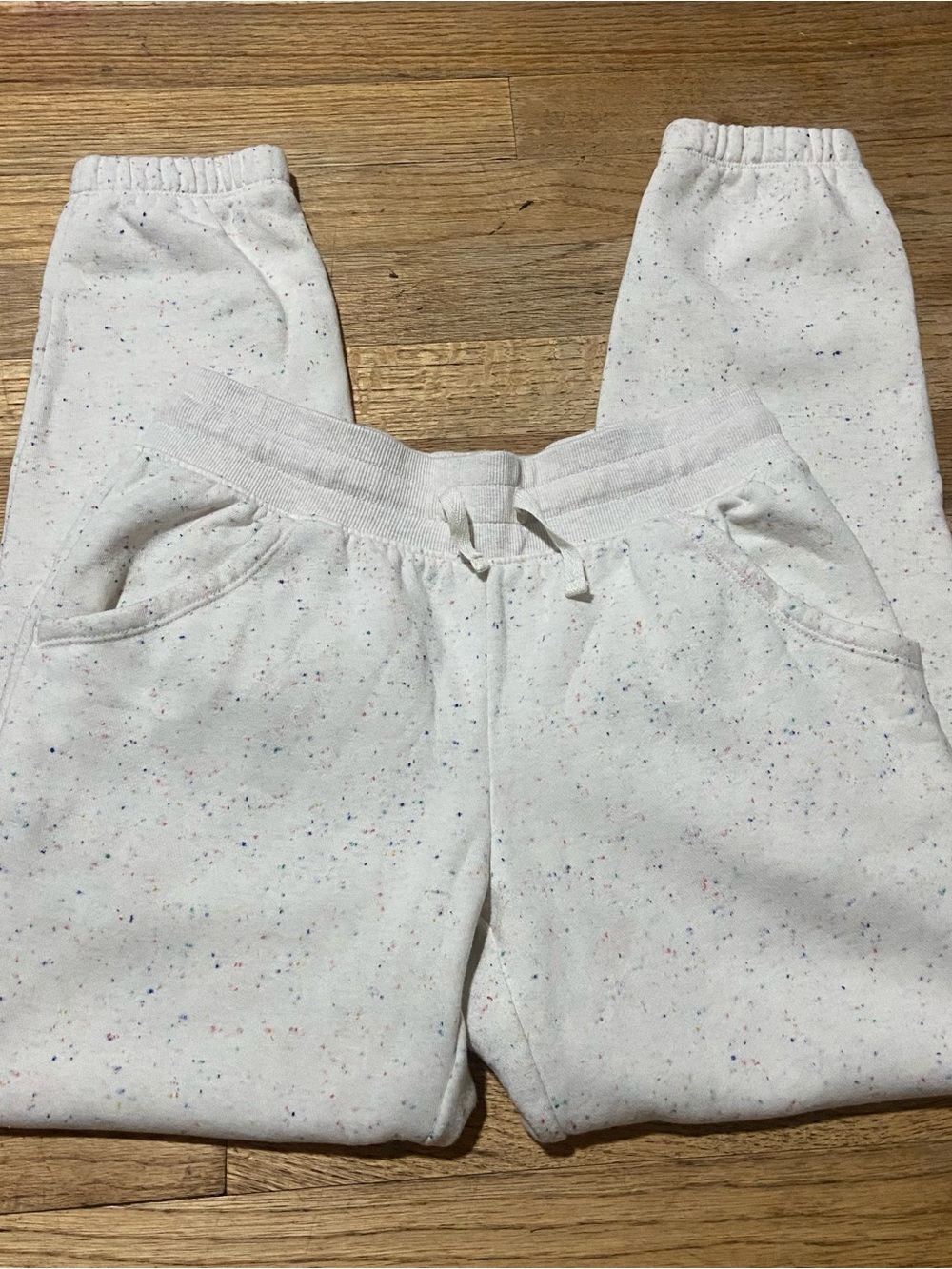 Cat & Jack Kids Speckled Fleece Jogger Sweatpants - White Cream Oatmeal - Size L